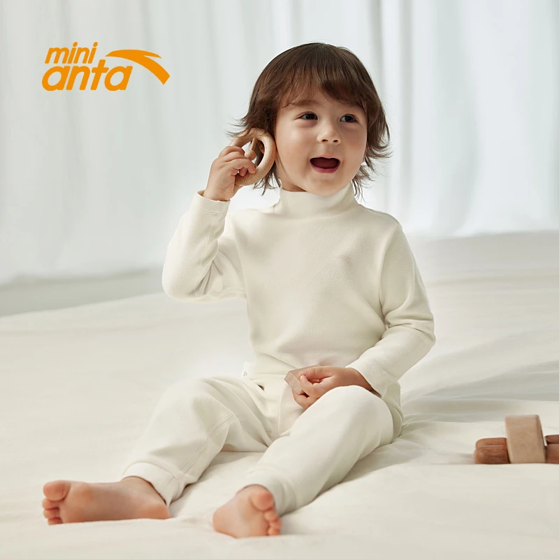 安踏儿童男女童居家套装2025冬季新款舒适亲肤保暖婴小童高领套装