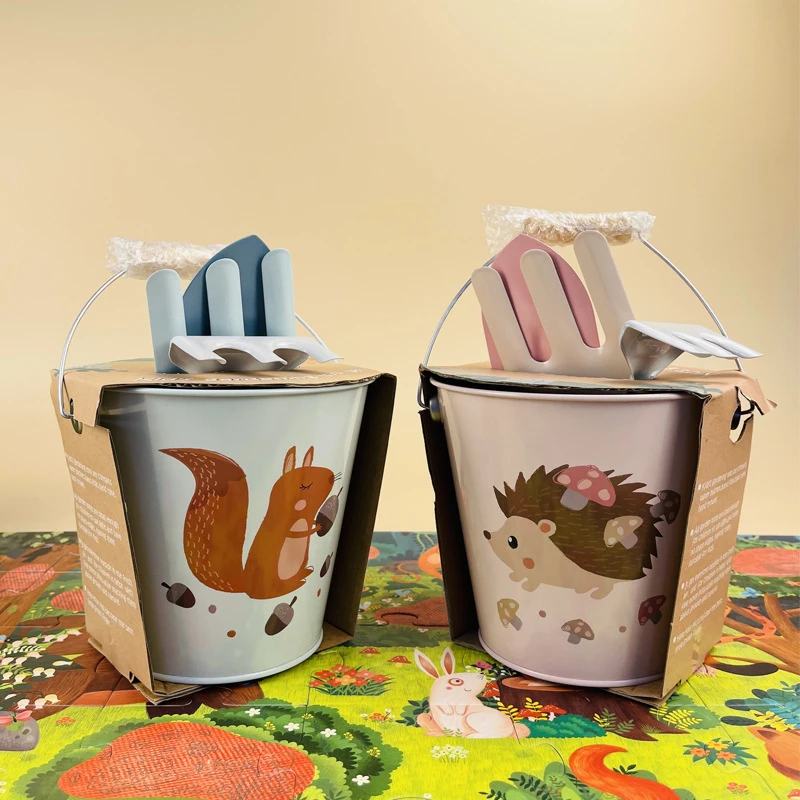 FUM外贸出口丹麦儿童创意可爱园艺工具沙滩4件套水桶铲子套装组合