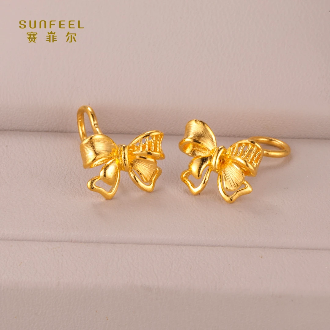 SUNFEEL/赛菲尔【二十三店】足金999.9蝴蝶结耳钉HR010665