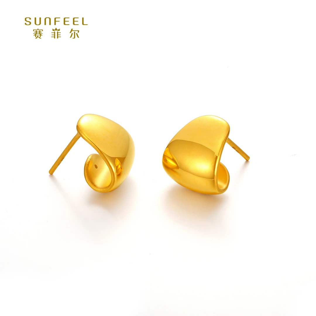 SUNFEEL/赛菲尔【二十三店】足金5D时尚艺术直针耳钉5DE00253