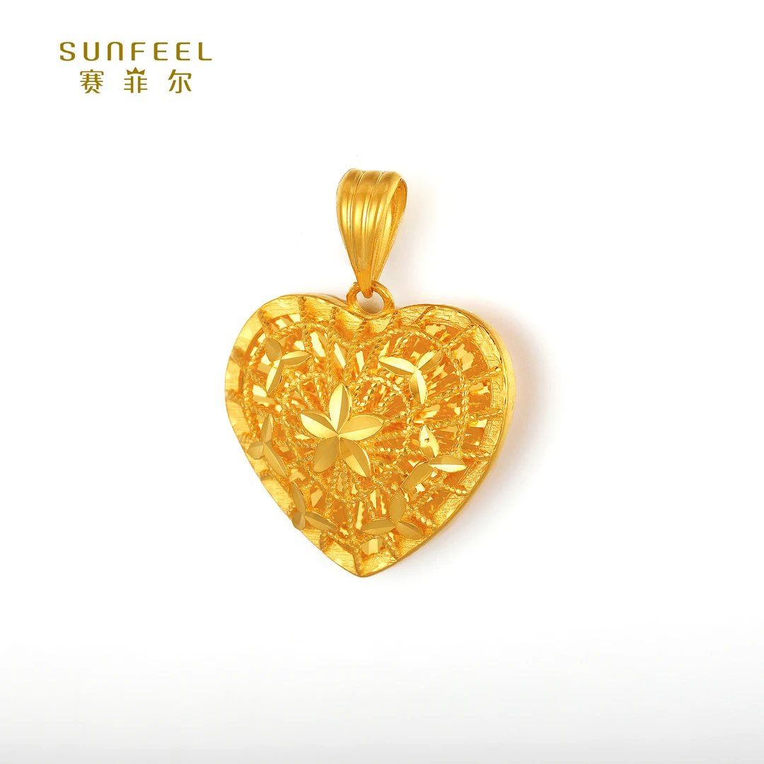 SUNFEEL/赛菲尔【二十七店】足金5G艺术花丝爱心吊坠5GD00145