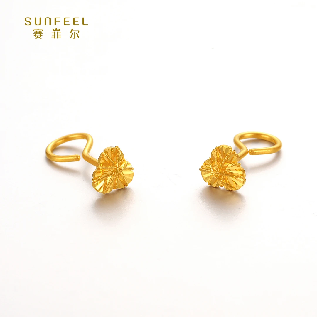 SUNFEEL/赛菲尔【二十三店】足金5G爱心花丝耳钉5GE00521