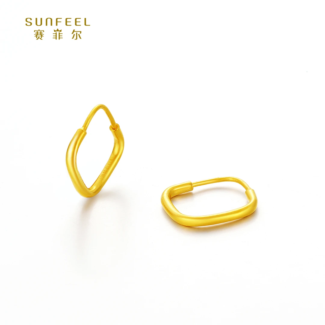 SUNFEEL/赛菲尔【二十三店】足金艺术方形光面耳圈HR01040026