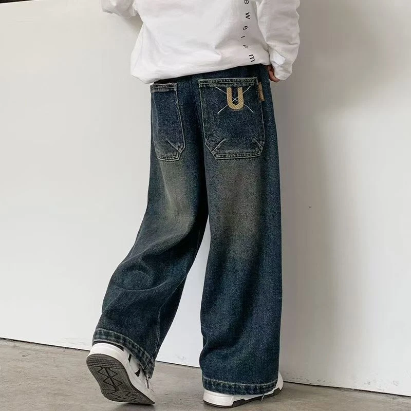 男童宽松裤子春秋儿童秋装直筒牛仔裤2025新款中大童秋季休闲长裤