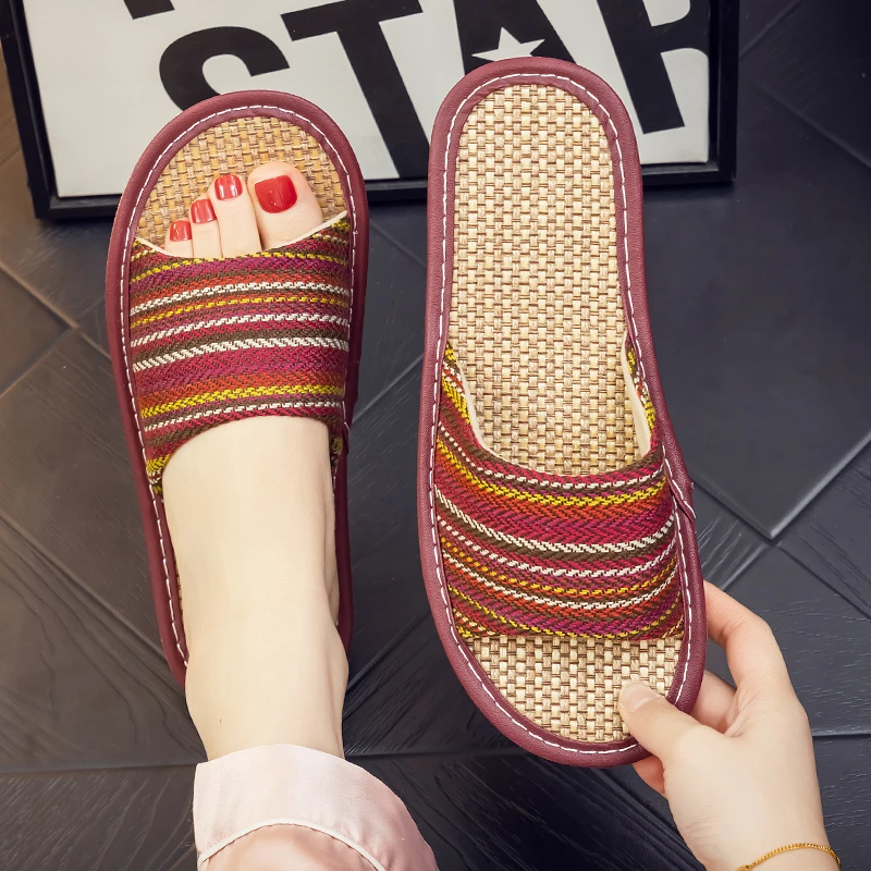 夏季布艺亚麻拖鞋女家用室内房间木地板软底吸汗居家凉拖鞋男四季