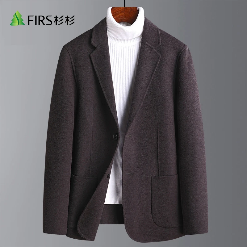 【含羊毛】杉杉手工双面呢西装羊毛西服男士羊绒小西装妮子外套男装