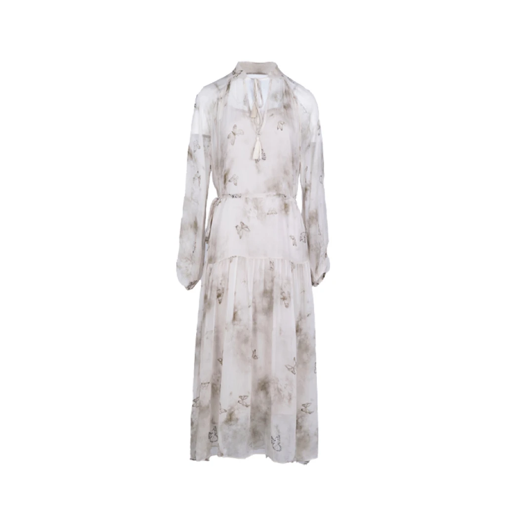 【2024-林姐真丝】国风晕染蝴蝶花桑蚕丝连衣裙YR24D136-15