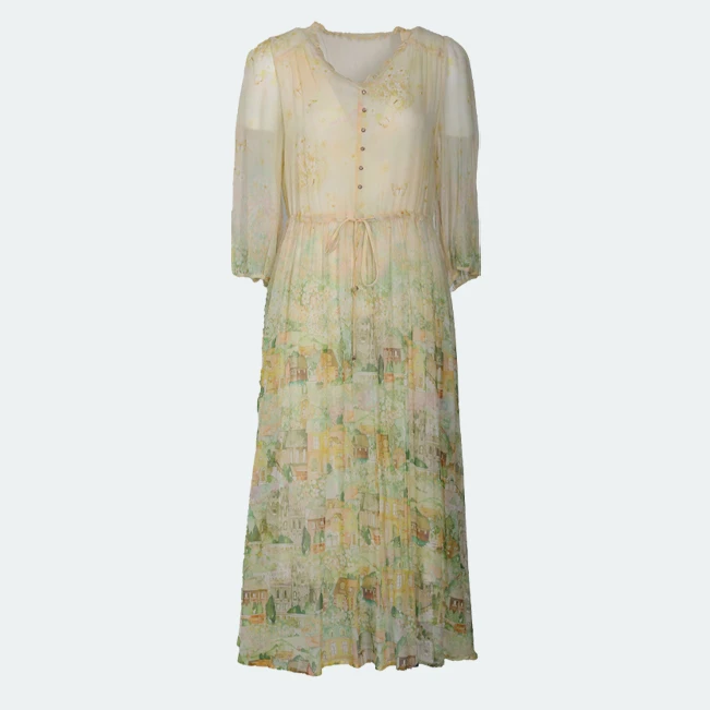 【林姐真丝-千与千寻】重磅100桑蚕丝连衣裙Y23C9071-11