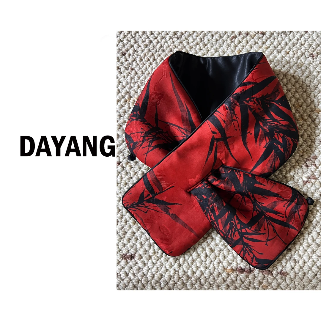 【DAYANG】红叶 新中式秋冬复古交叉围脖保暖围巾实用小单品