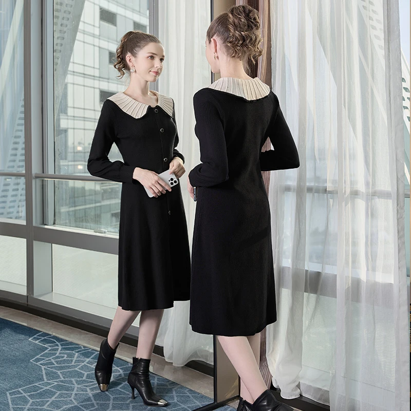 【婉可】2025大码女装法式复古名媛针织连衣裙胖妹妹显瘦毛衣裙