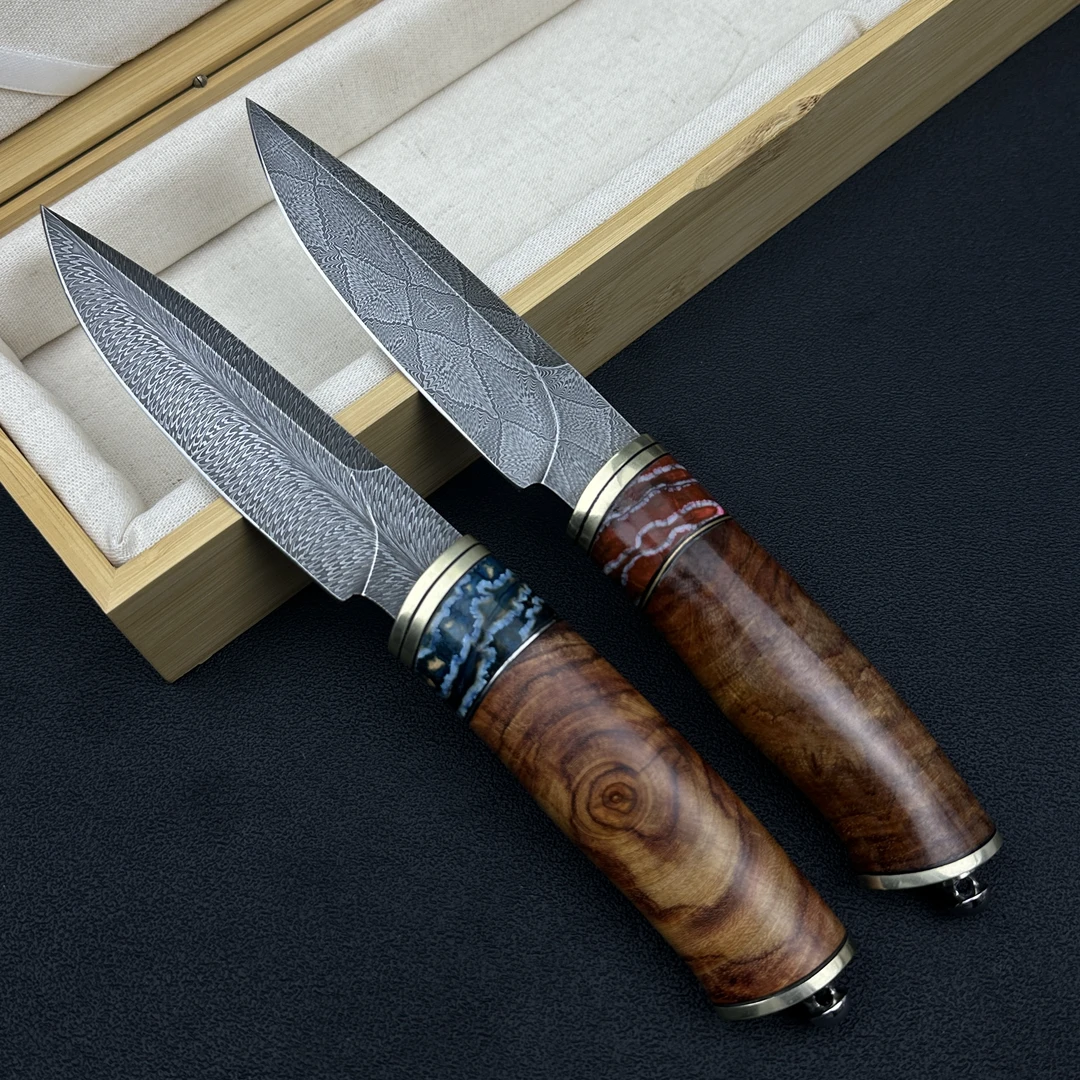 【無限】羽毛/樱花 大马士革折叠锻打 黄花梨木臼齿 高端手工水果刀