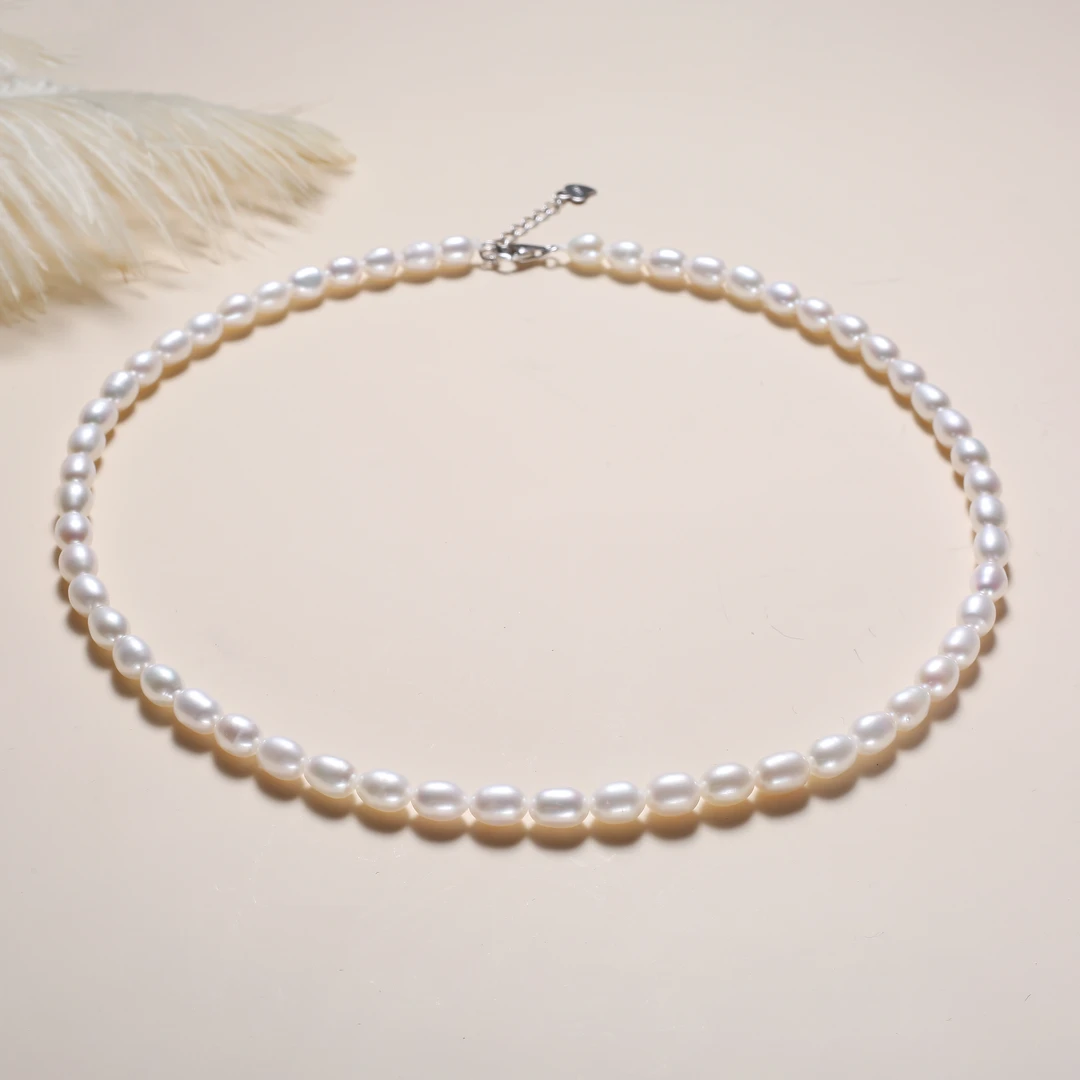 （桃）白色美人鱼眼泪5~6mm珍珠项链（多样性发货）