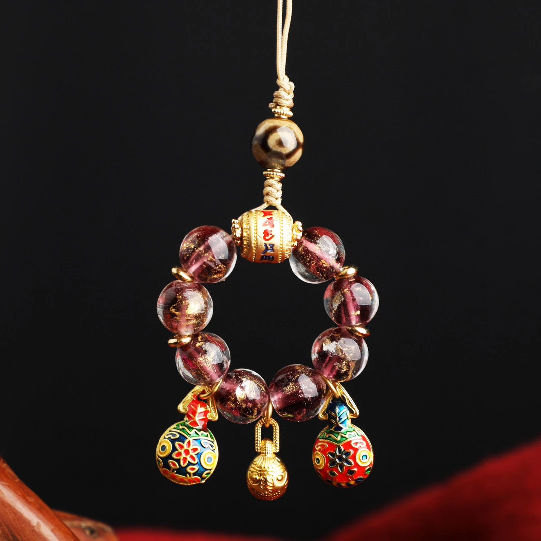 （桃）紫色琉璃手机挂