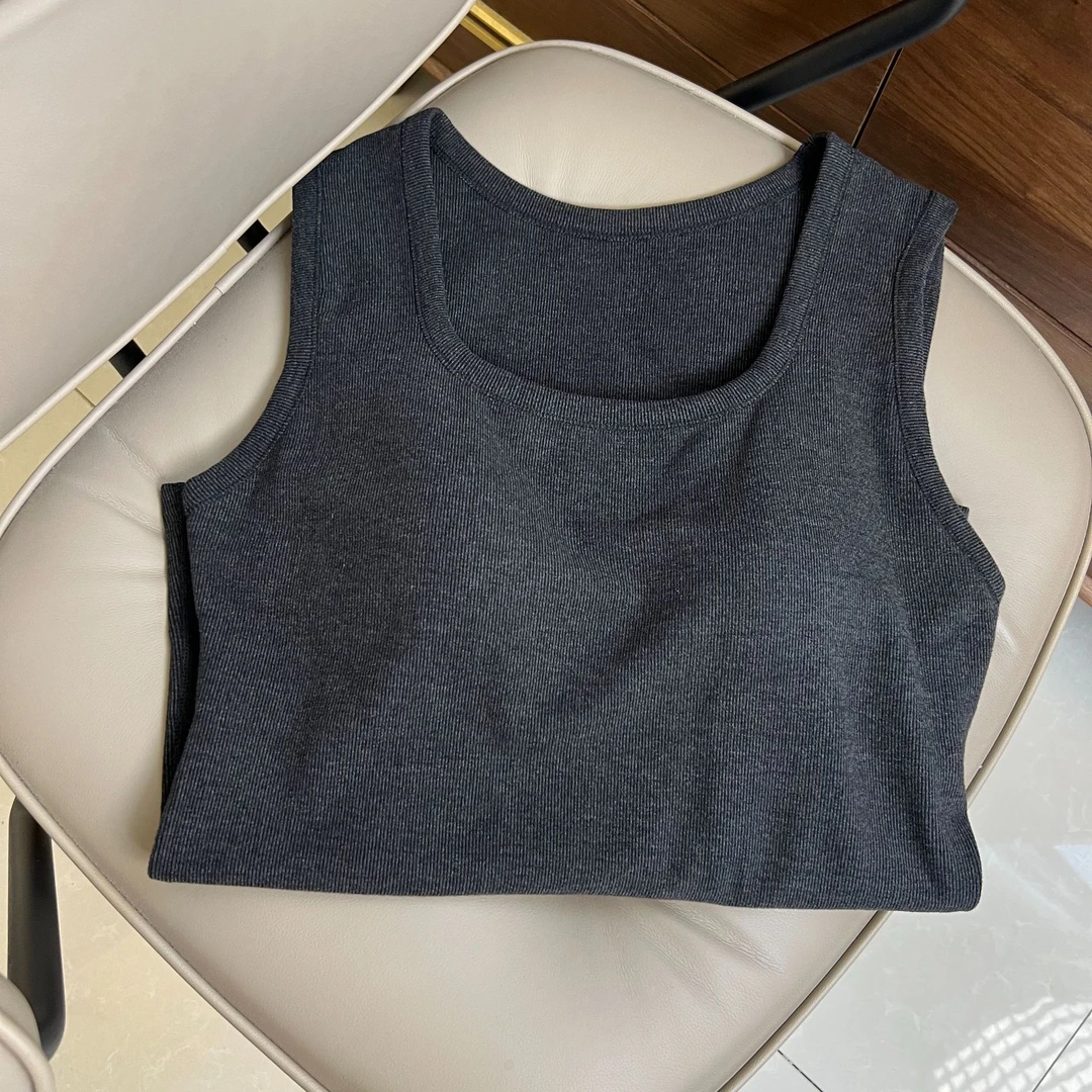 菲菲惊喜社  德绒方领连杯保暖背心时尚休闲百搭纯色