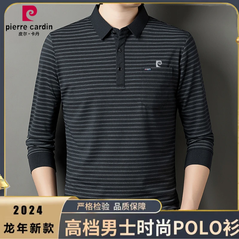 皮尔卡丹新款高档polo衫男士长袖