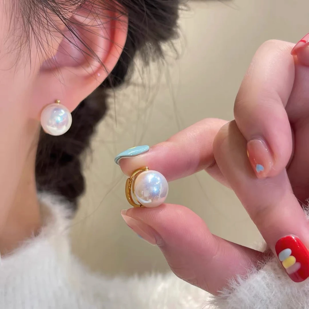 铜合金仿珍珠耳饰 YISLON/气质白色珍珠耳扣女法式复古耳环