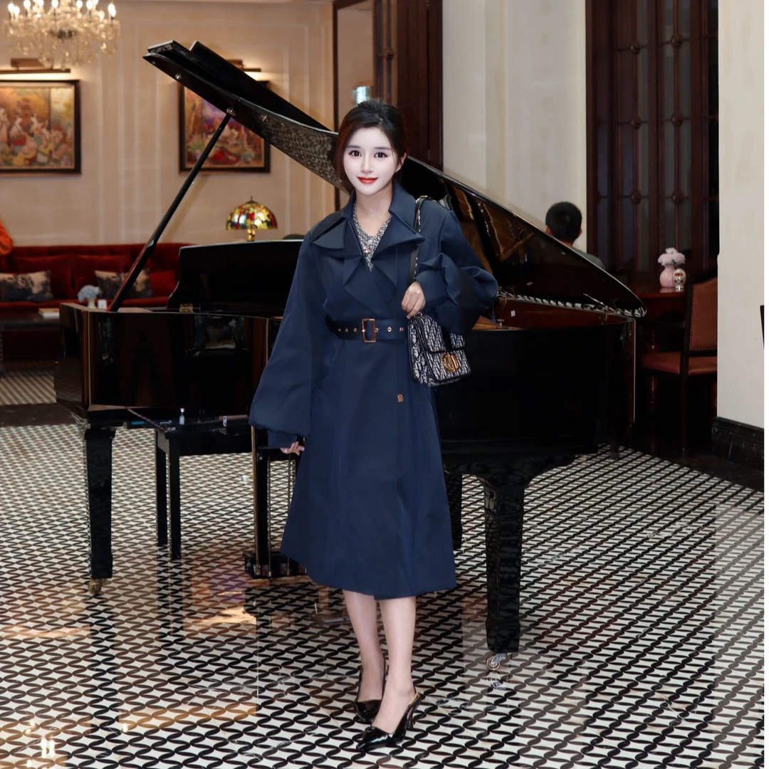 【入意】设计感高级风衣女2024秋冬新款女装中长款法式通勤大翻领