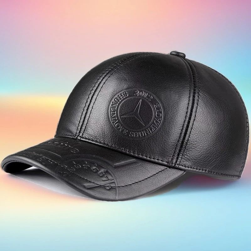 真皮防风帽男士秋冬经典黑色休闲护耳帽子时尚百搭户外