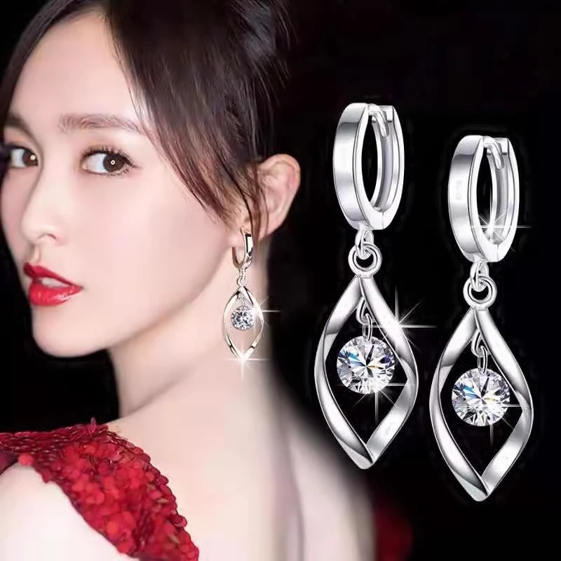 足银耳饰 中国银都999纯银耳环简约气质防过敏耳钉百搭耳坠送女友