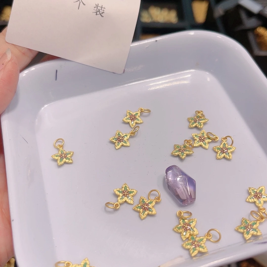 水晶珠宝半成品银S925镀金镶嵌113