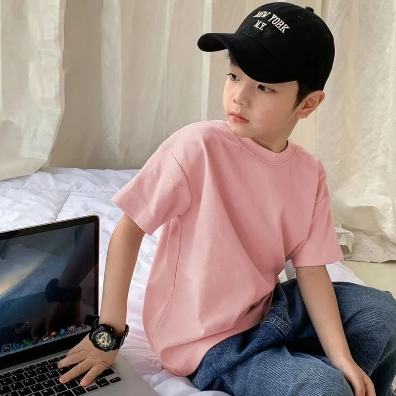 短袖男童T恤纯色宽松潮流半袖上衣夏季童装韩版中大童儿童儿童