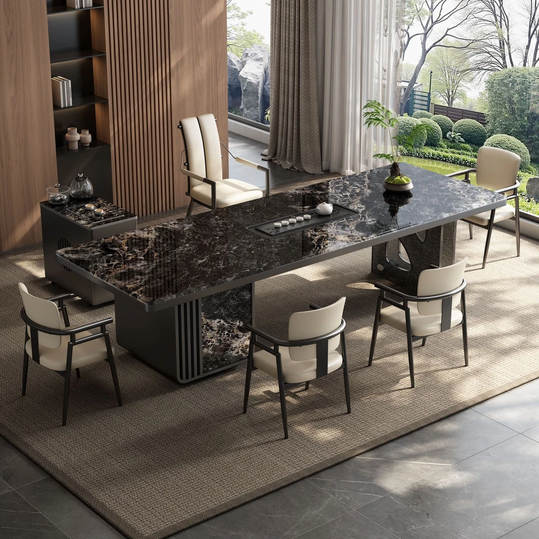 轻奢超晶石茶桌2025新款高端现代简约茶桌椅家用茶桌茶台一整套