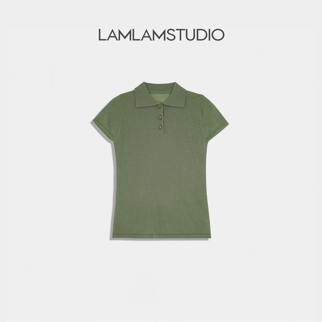 “优雅起义”【100%水溶羊毛】经典翻领包扣老钱风T恤 张一琳 G340T