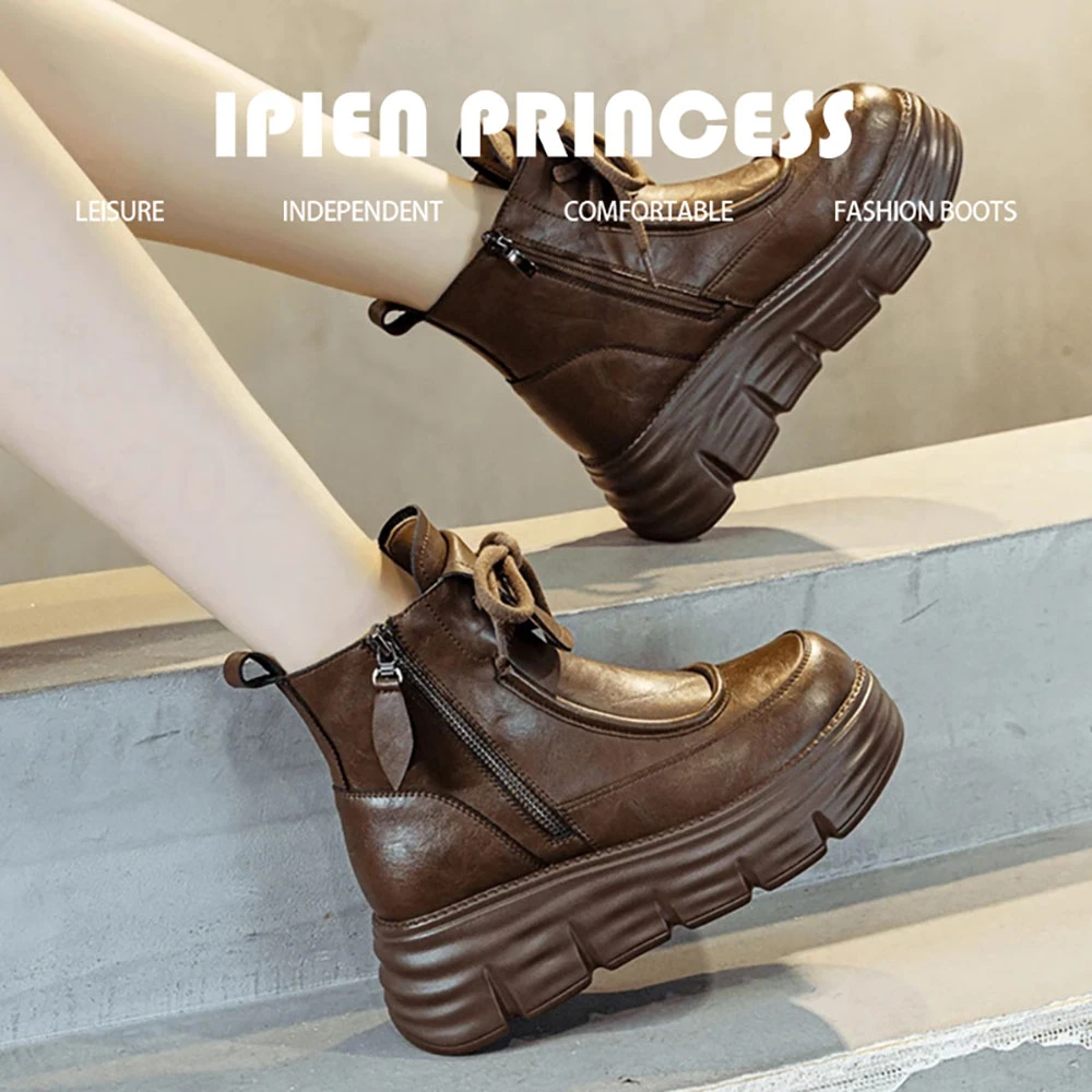 网红2025秋冬新款厚底马丁靴英伦风小短靴加绒保暖搭子防滑棉鞋女