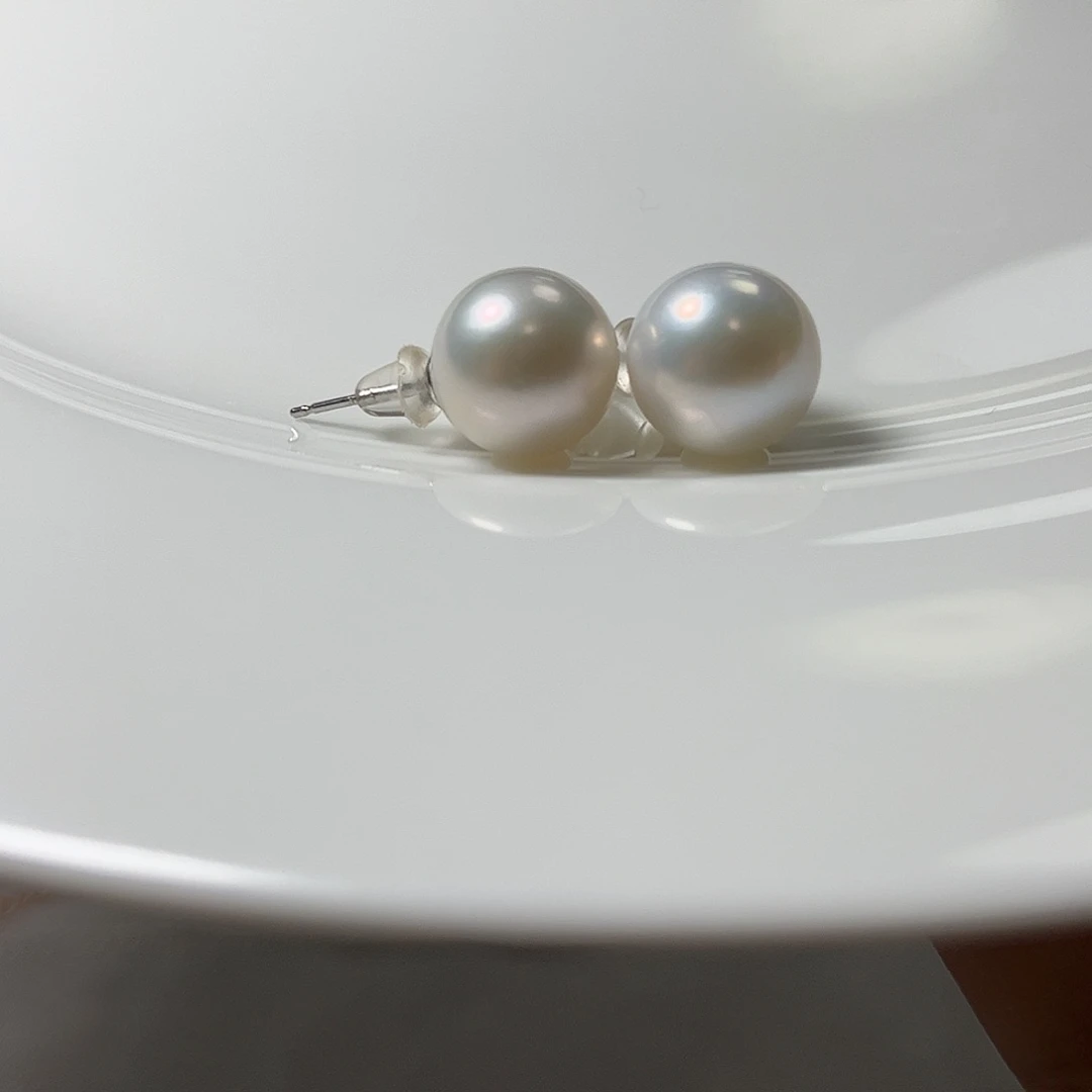 未镶嵌颈饰淡水珍珠11.7左右镜面极光耳钉