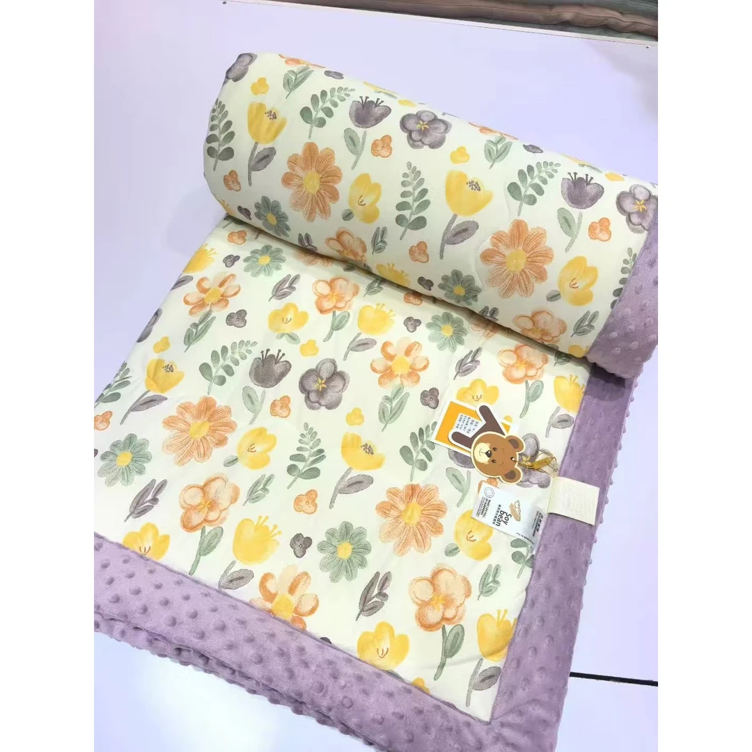 豆豆绒家用四季通用款保暖针织豆豆被--花开朵朵