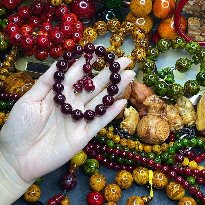 松木琥珀木文玩手串