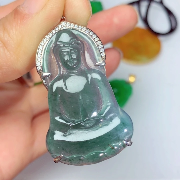 翡翠吊坠(不含链)银S925镶嵌