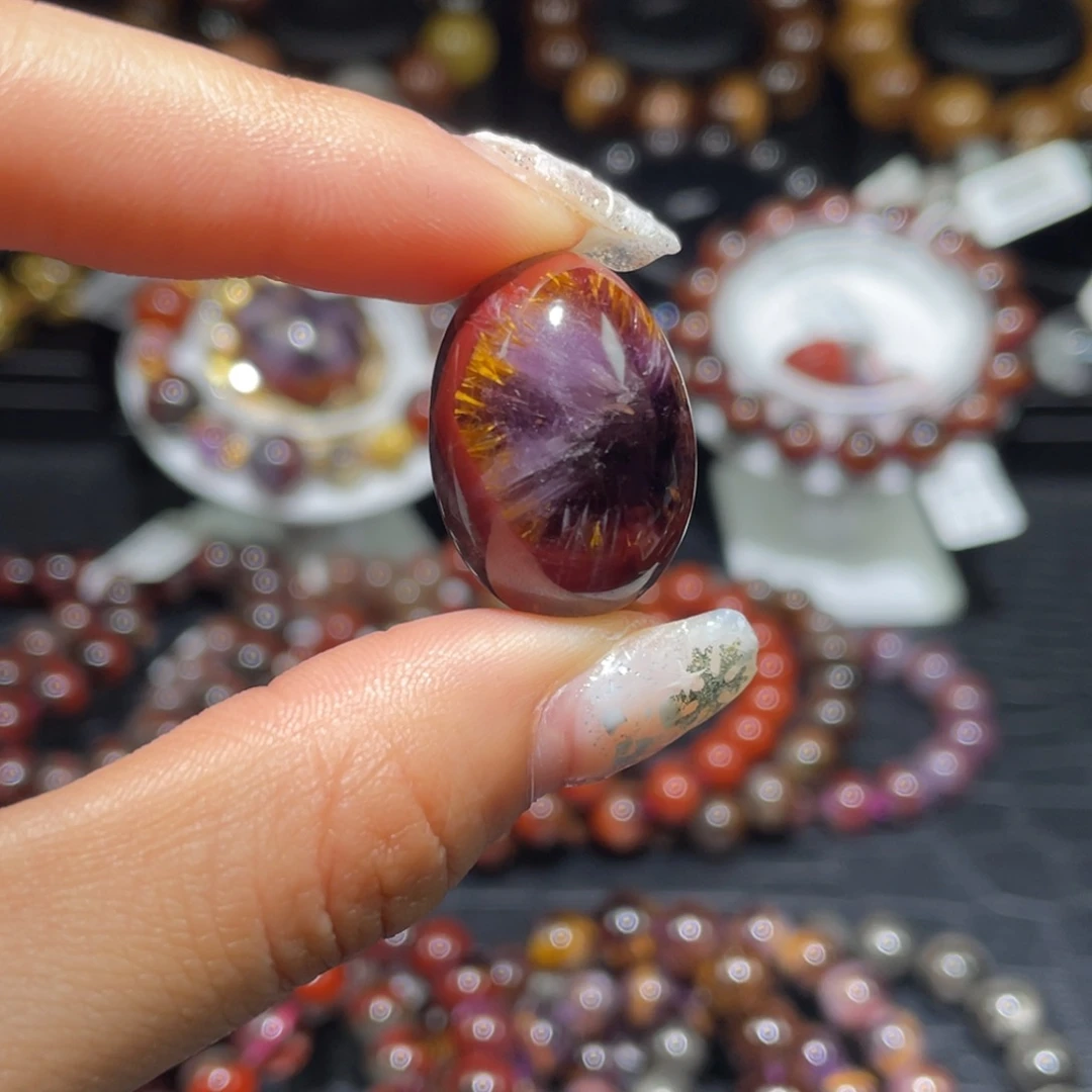 水晶未镶嵌珠宝半成品极光天眼蛋面