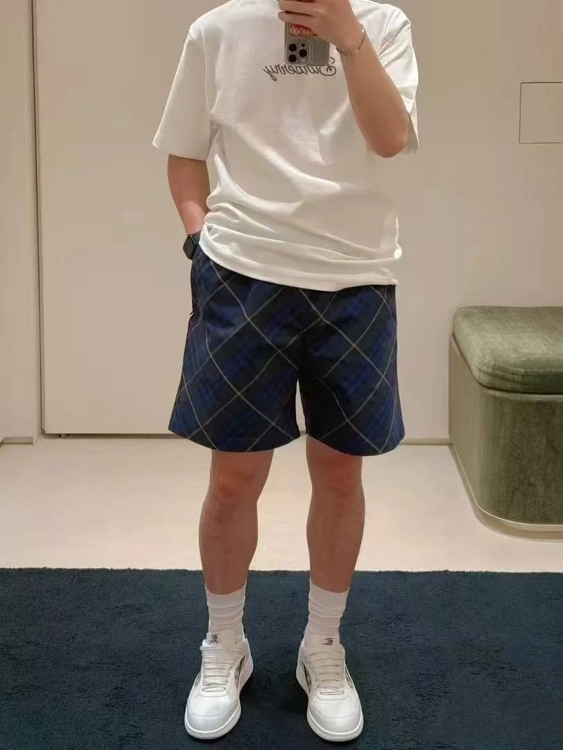 2025菱形格抽绳短裤男 JXRY