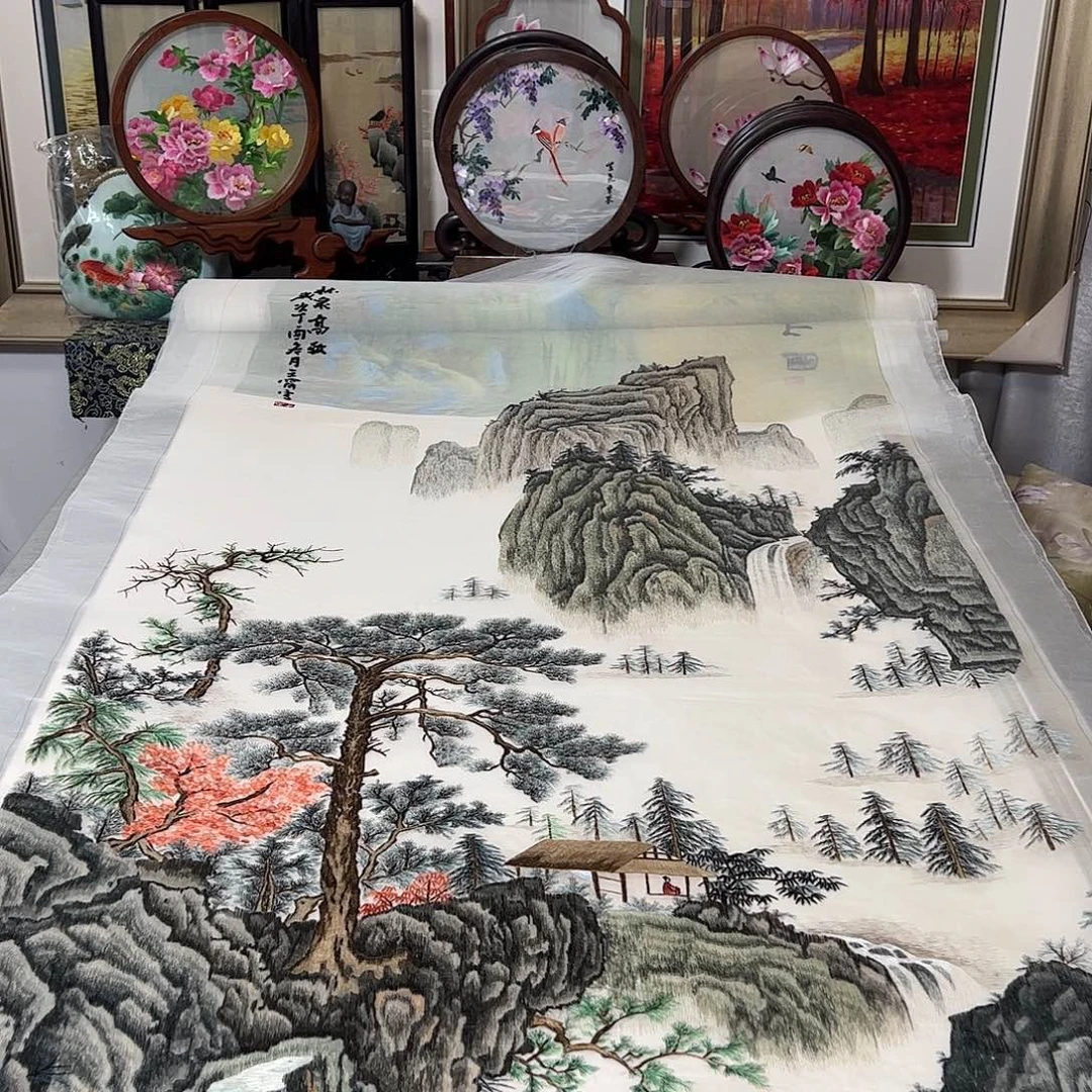 一***，刺绣纯手工刺绣画