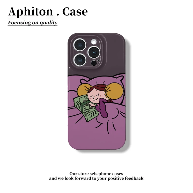 奥菲顿抱钱睡觉女孩适用苹果17/16菲林手机壳华为p70vivo小米oppo