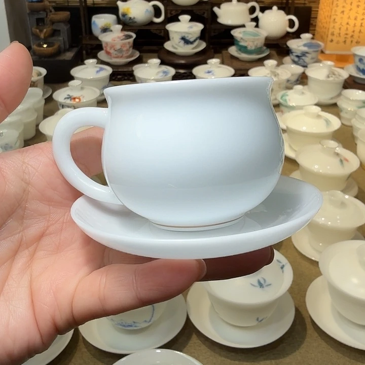 冰种耳朵主人杯80纯白➕底叠