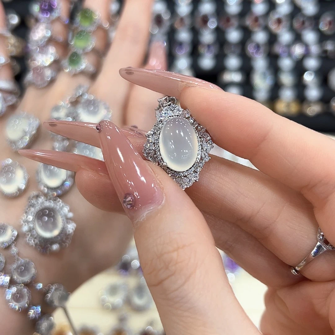 岫玉银S925镶嵌戒指W****0