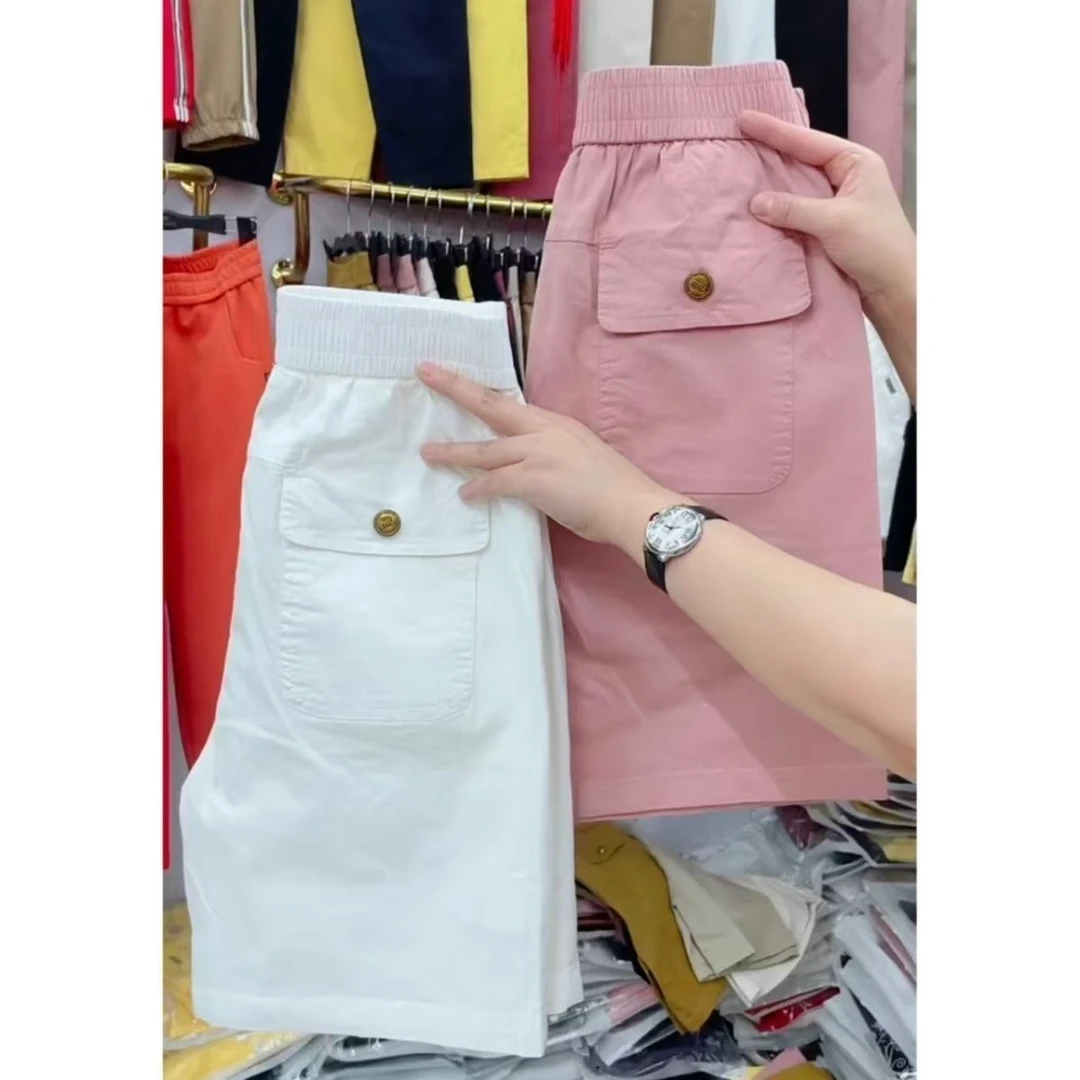 外穿a字休闲短裤女2025年夏季新款高腰显瘦小个子弹力纯棉哈伦裤