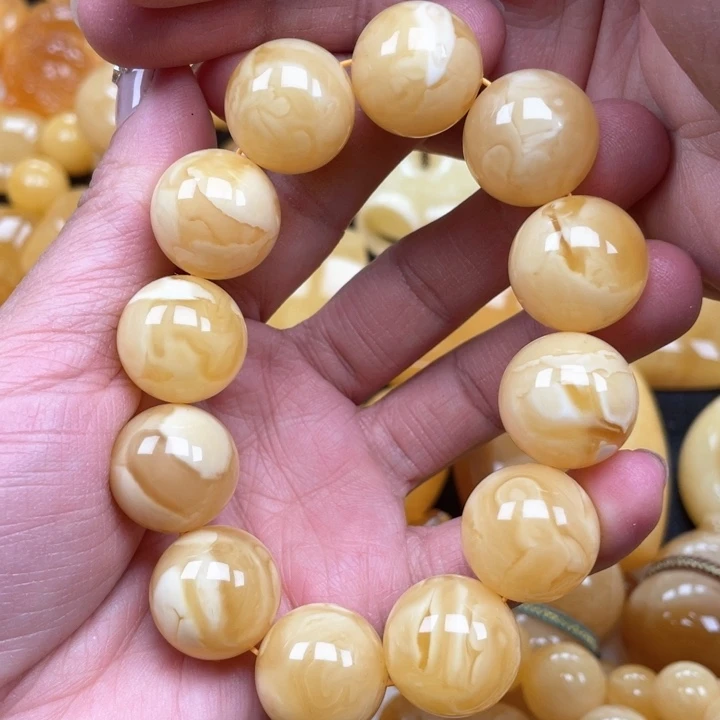 蜜蜡裸石未镶嵌蜜蜡19➕手串重48.6克