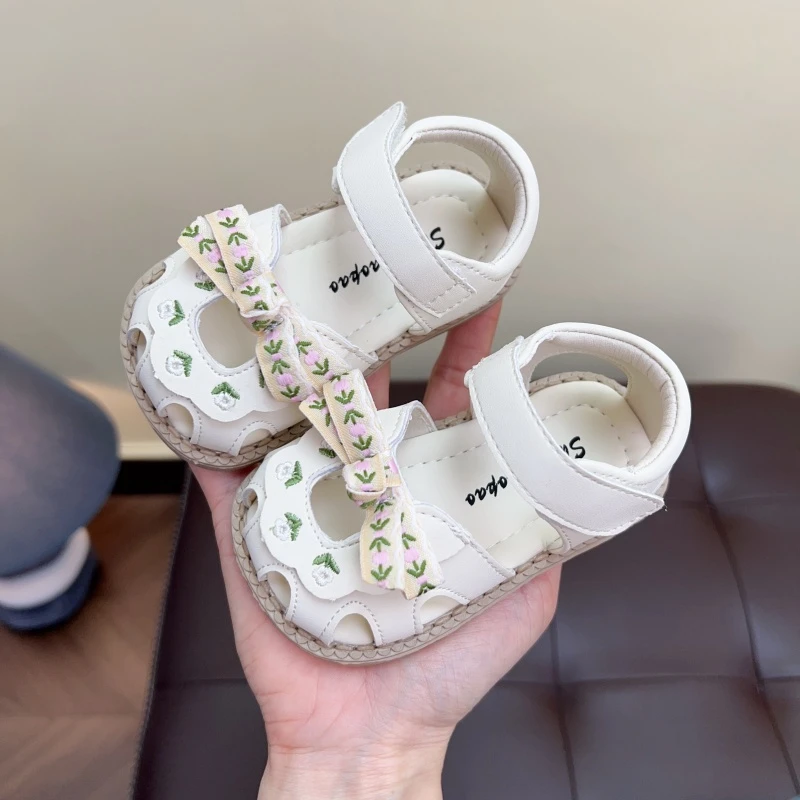 女宝宝凉鞋包头蝴蝶结小公主鞋夏天新款婴幼儿学步鞋1-2-3岁防滑