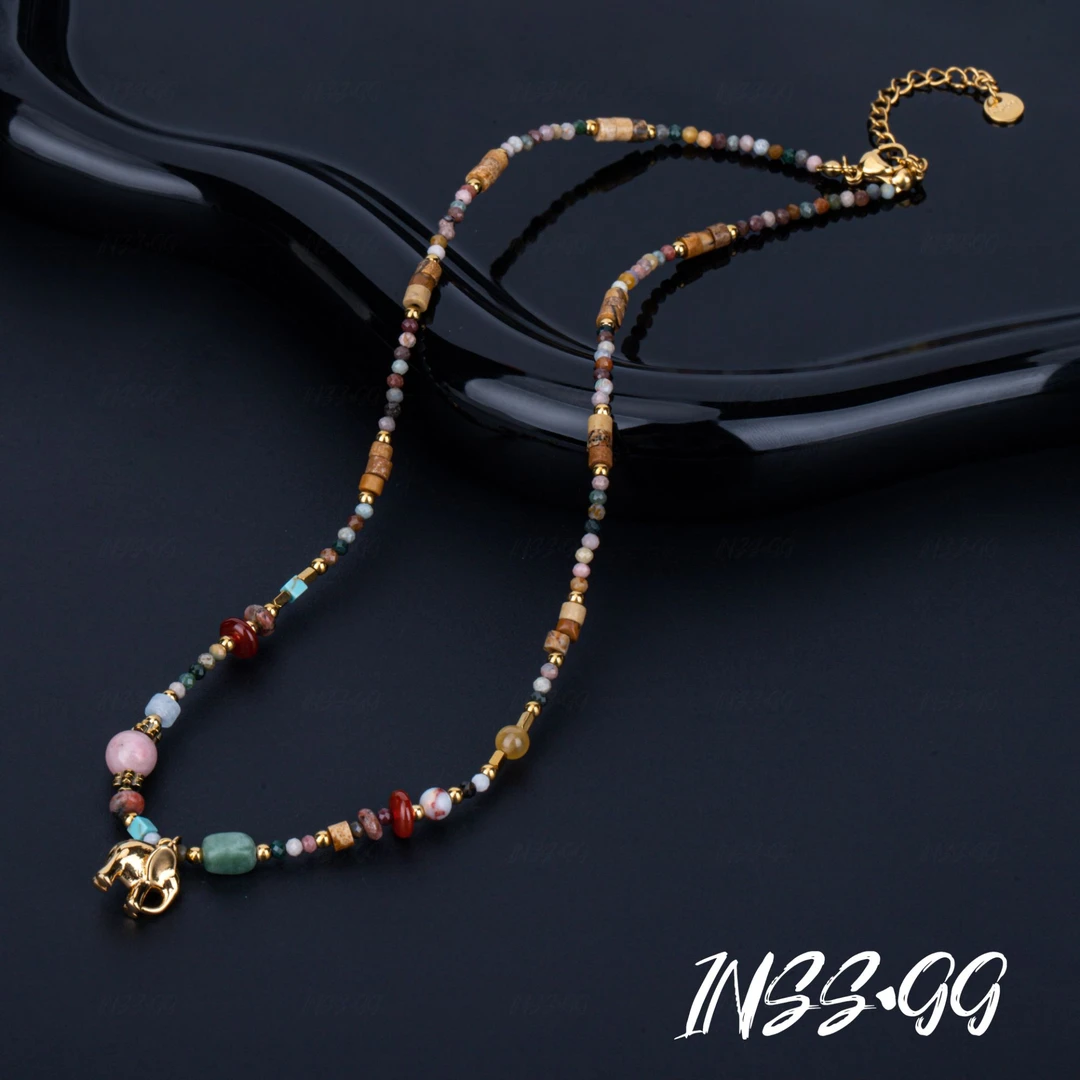 钛钢项链 【INSS · GG】轻奢金象项链多彩时尚复古设计感项链A0010