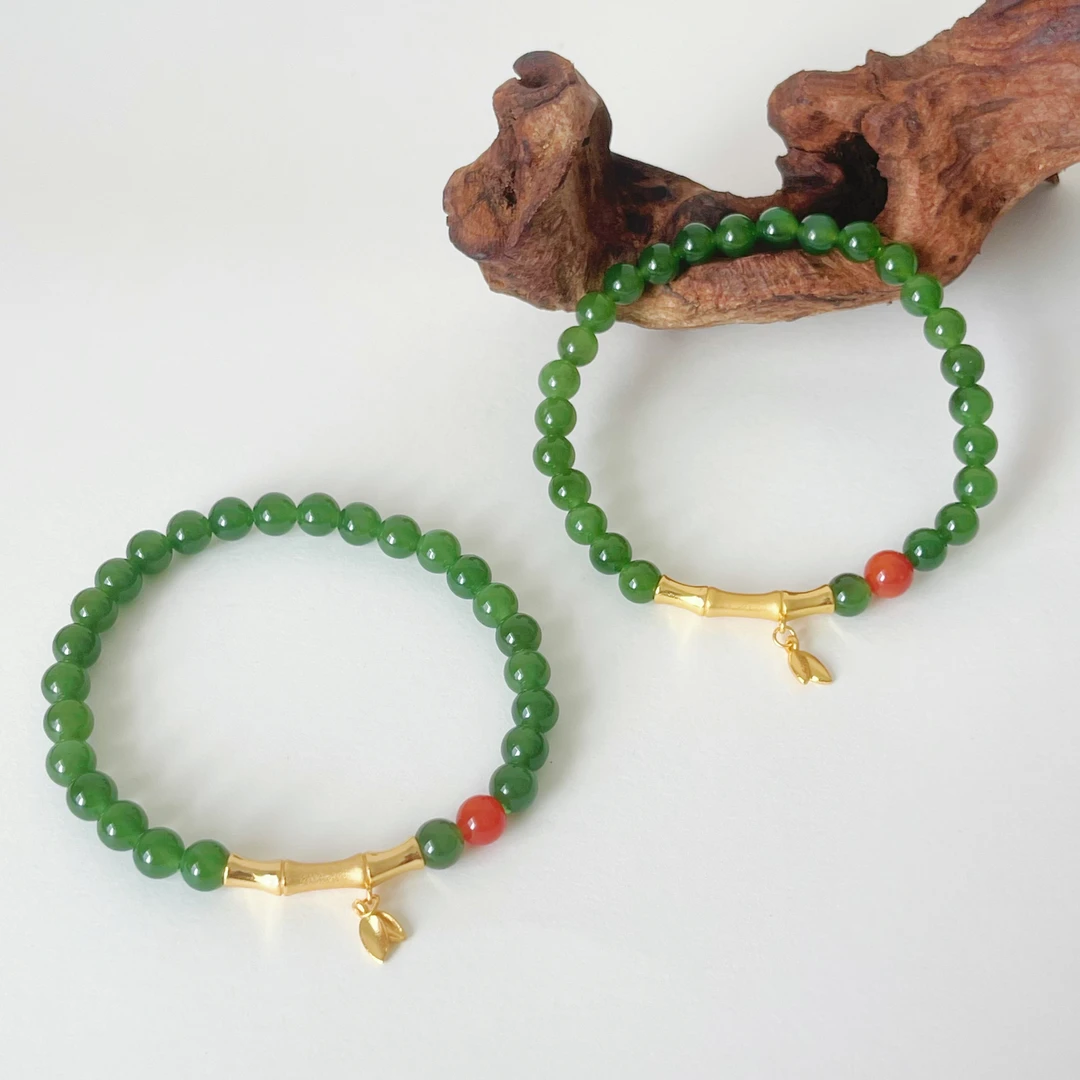 【小宝珠宝】21 T26535-和田玉DIY单圈手串-多样性发其一-5.5mm