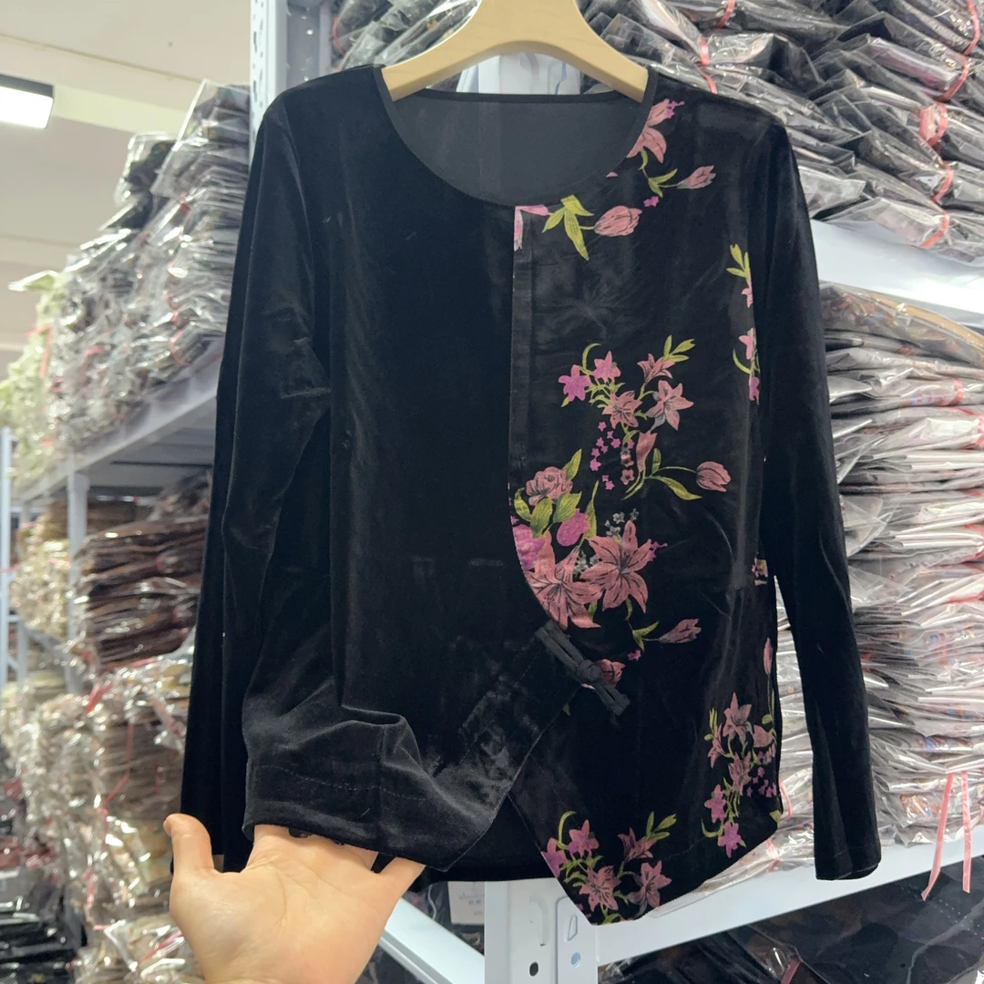 2-13款新中式短款丝绒上衣【盘花】