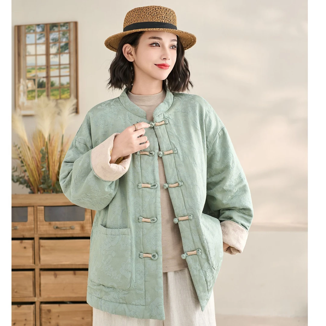 《富贵锦簇》秋冬新款保暖棉衣百搭休闲复古棉服外套