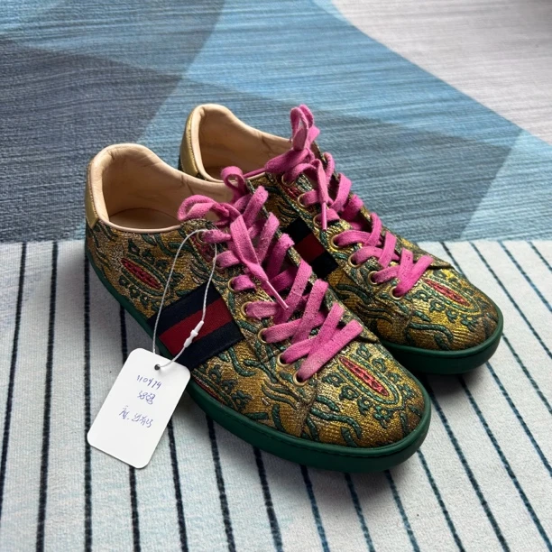 95新 GUCCI/古驰 古驰黄色休闲板鞋三八码