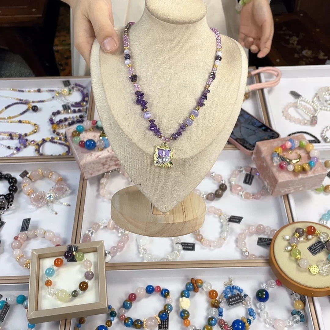 水晶手链银S925镀金镶嵌