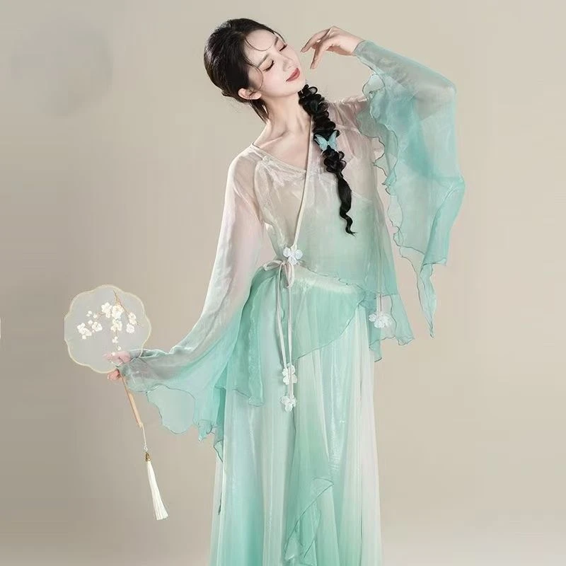 古典舞蹈服身韵飘逸仙气纱衣飘逸大裙裤夏新款中国舞演出服练功服