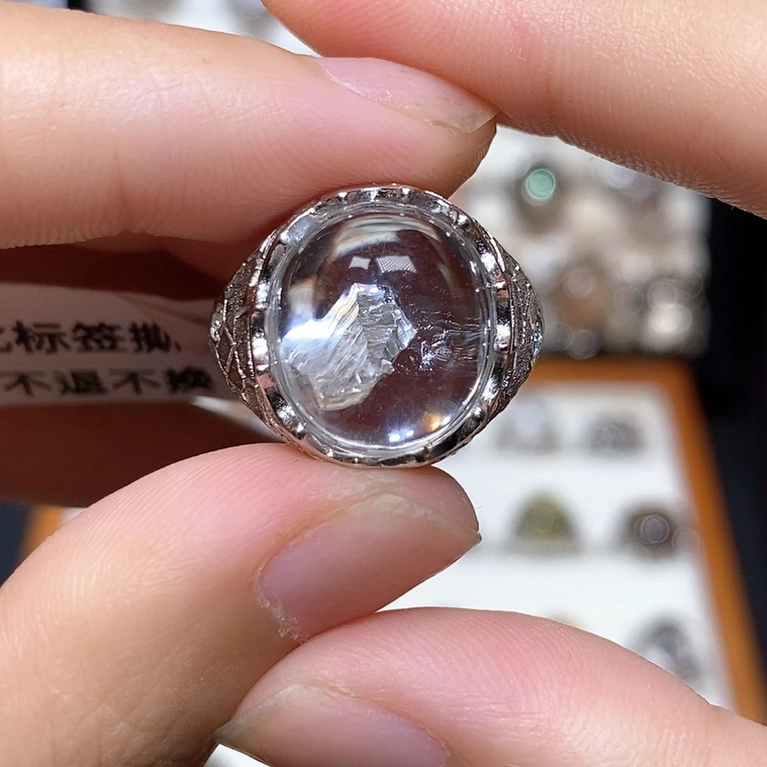银S925镶嵌戒指水晶