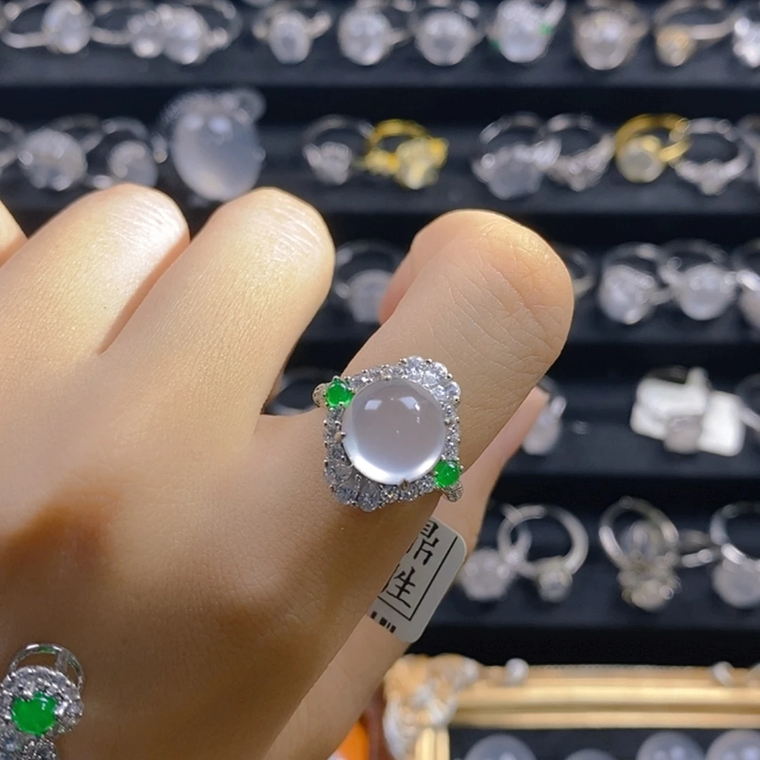 佳***木石英质玉银S925镶嵌戒指